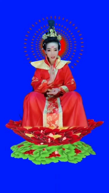 王母娘娘神仙人物形象祝福蓝屏后期特效视频素材