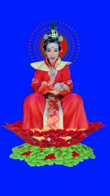 王母娘娘神仙人物形象祝福蓝屏后期特效视频素材