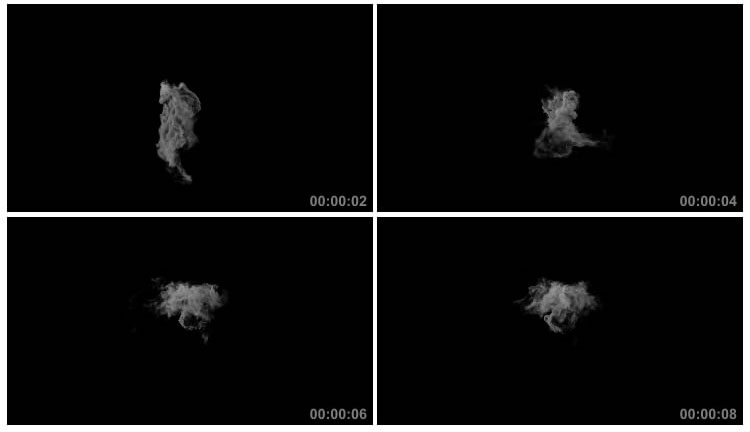 4K烟雾烟团消散透明通道黑屏后期特效视频素材
