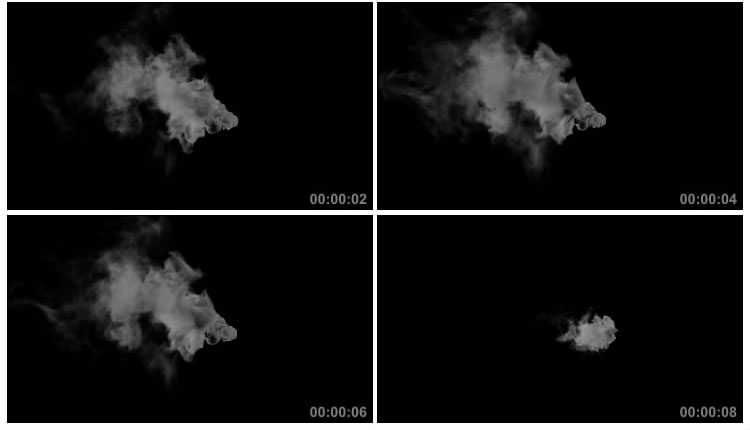 4K魔法烟雾一团烟飞远透明通道后期特效视频素材