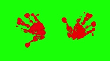 红色血手印沾满鲜血的双手血迹绿布特效视频素材