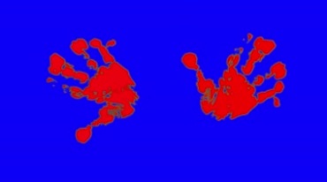 红色血手印沾满鲜血的双手蓝屏抠像后期特效视频素材