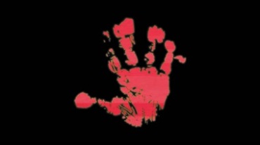 红色血手印黑屏抠像后期特效视频素材