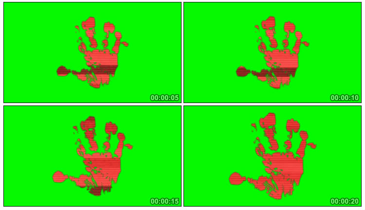 红色血印大手绿布抠像后期特效视频素材
