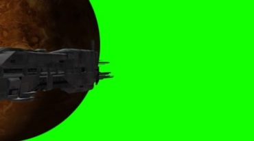 太空战舰从星球背面飞来绿屏抠像后期特效视频素材
