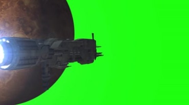 太空战舰从星球背面飞来绿屏抠像后期特效视频素材