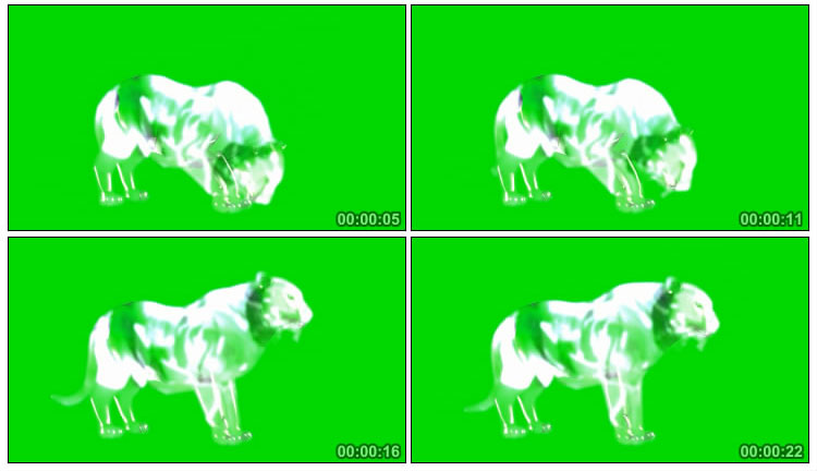 狮子猛狮光影虚像绿屏抠像后期特效视频素材