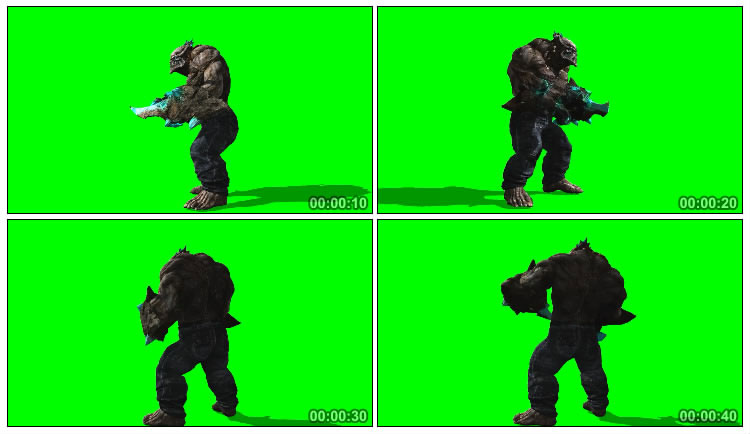 怪物怪兽战士攻击绿屏人物抠像视频素材