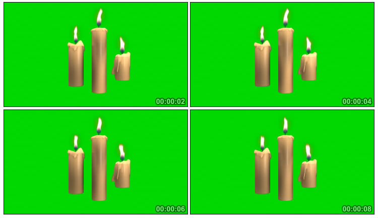 蜡烛燃烧绿屏后期抠像视频素材