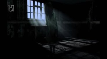 幽灵鬼魂女鬼身影闪烁绿布人物抠像视频素材
