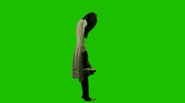 幽灵鬼魂女鬼身影闪烁绿布人物抠像视频素材