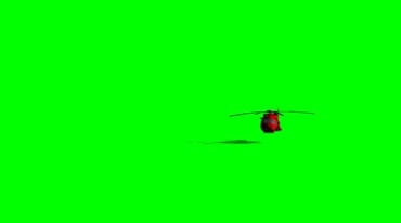 红色救援直升飞机低空飞行绿布后期抠像视频素材