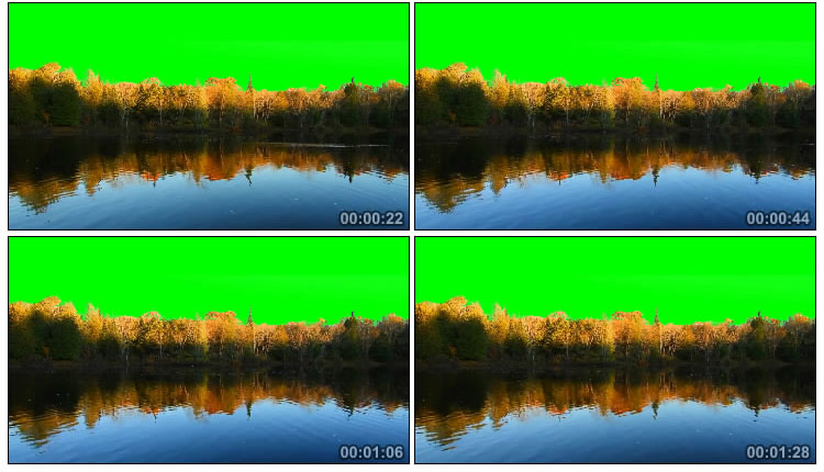 河流湖泊河边树林小河绿屏天空特效视频素材