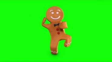 饼干人姜饼人跳舞绿布后期抠像视频素材