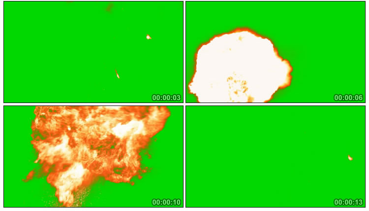 大爆炸火焰腾起效果绿屏后期抠像视频素材