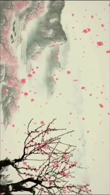 梅花红梅树木高山中国水墨画视频素材