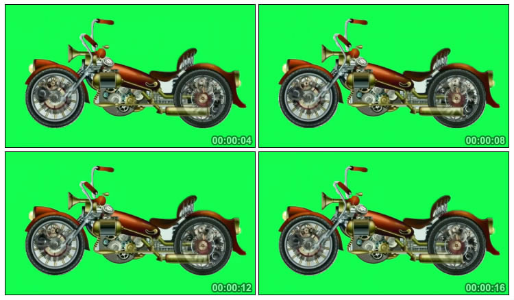 摩托车绿屏抠像视频素材