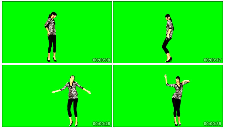 豹纹美女高跟鞋跳舞人物抠像视频素材