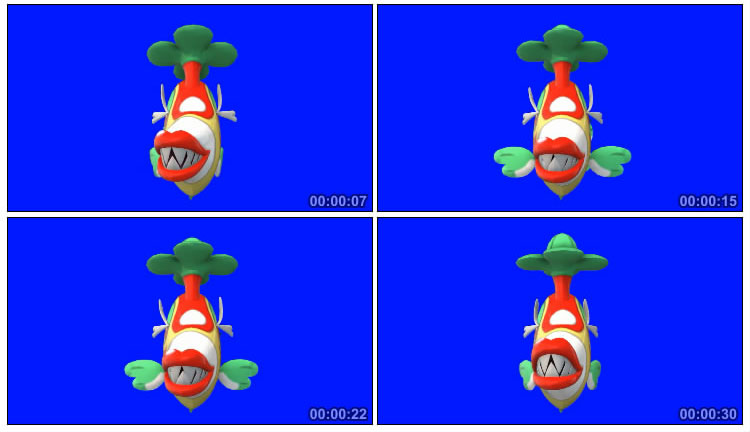 卡通鱼儿红嘴唇绿布抠像视频素材
