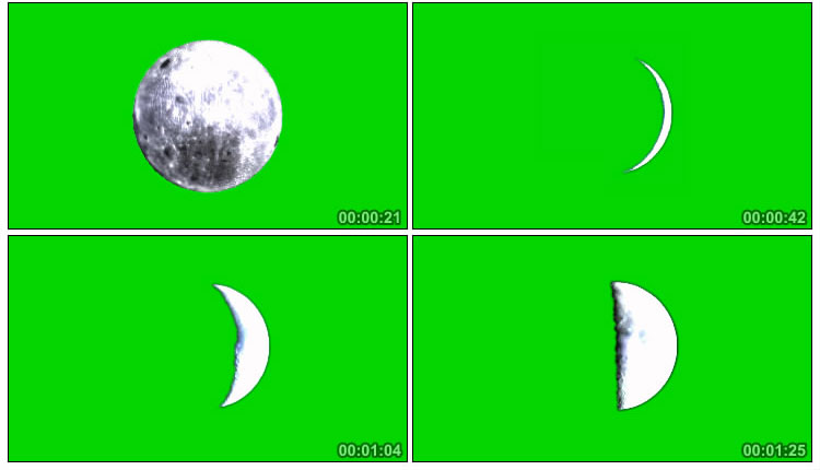 月球星球月牙绿幕后期抠像视频素材