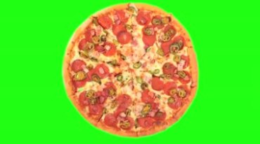 大披萨比萨美食绿幕后期抠像视频素材