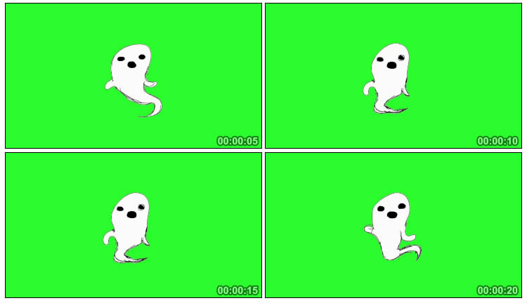 漂浮幽灵鬼魂小鬼绿幕后期抠像视频素材