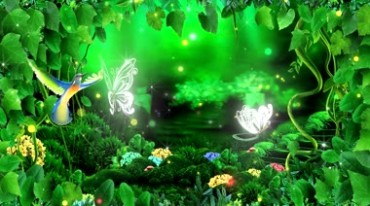 绿色树藤树叶发光精灵粒子视频素材