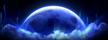 蓝色大月亮月球陨石坑梦幻中秋夜色背景视频素材