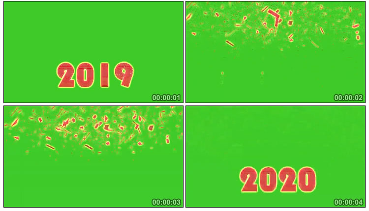 2019变化成2020数字变幻绿幕特效视频素材