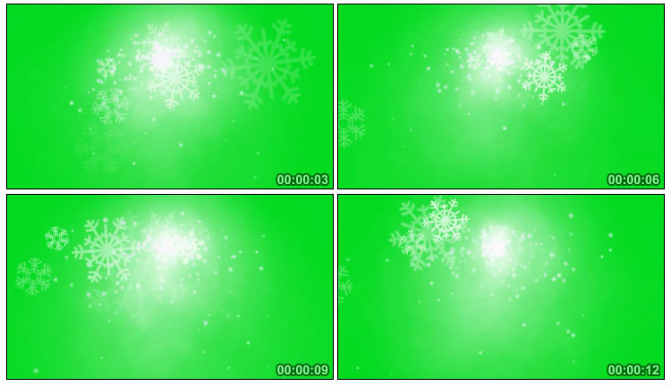 圣诞雪花形状落下绿屏后期抠像视频素材
