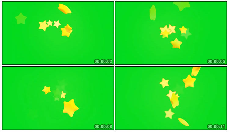 黄色五角星往外冒绿幕抠像视频素材
