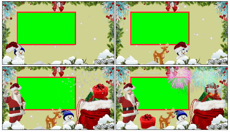 圣诞节气氛雪人相框绿幕后期抠像视频素材