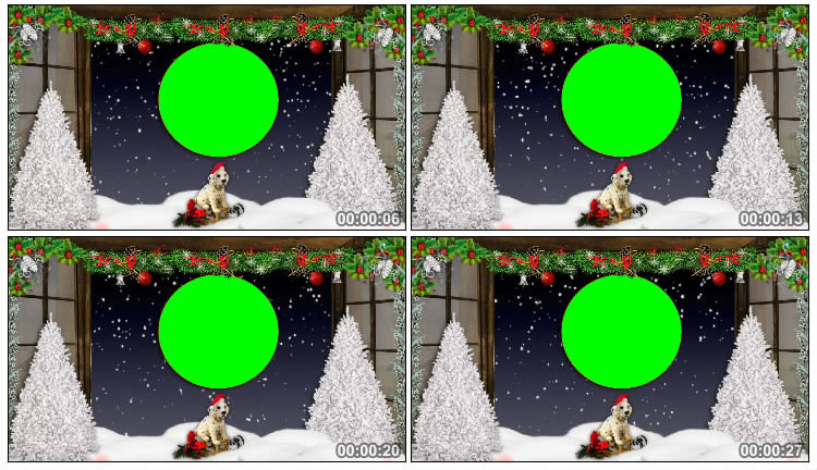 圣诞节银松雪橇狗圆相框绿屏抠像视频素材