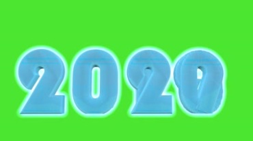 2019变化成2020年份数字变幻绿幕抠像视频素材