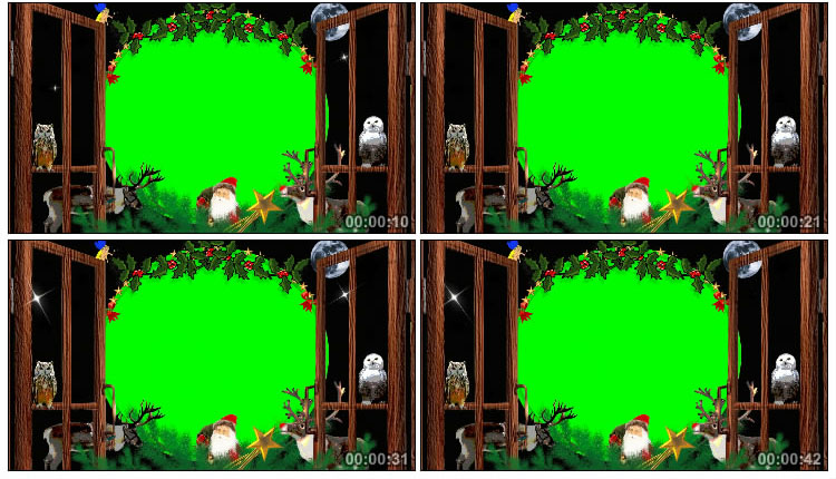 圣诞节主题相框绿屏后期抠像视频素材