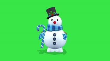 可爱雪人脱帽致意绿屏人物抠像视频素材