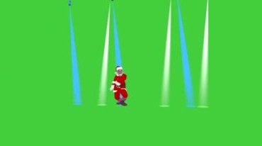 圣诞老人镭射灯舞台跳舞绿幕人物抠像视频素材