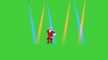 圣诞老人镭射灯舞台跳舞绿幕人物抠像视频素材