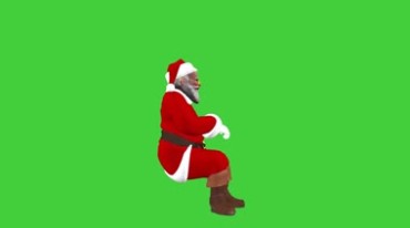 圣诞老人坐着姿势绿屏人物抠像特效视频素材