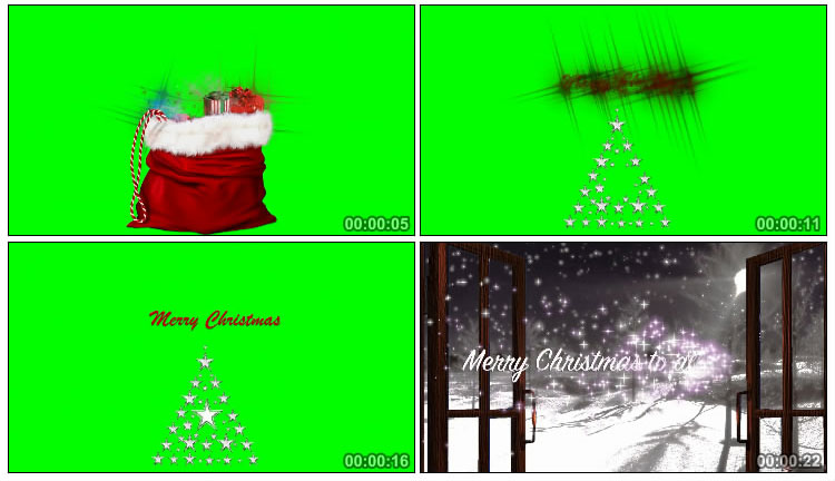 圣诞节快乐福袋绿幕抠像视频素材
