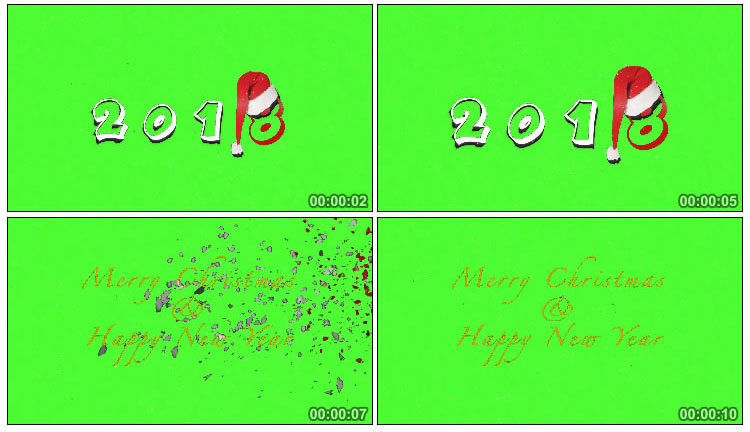圣诞节主题圣诞帽子绿布后期抠像视频素材