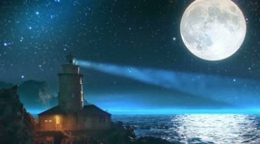 海岛灯塔月色海面星空视频素材
