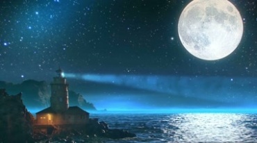 海岛灯塔月色海面星空视频素材
