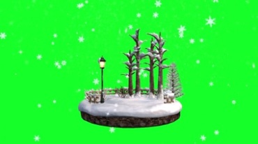 圣诞雪花下雪院子场地绿屏后期抠像视频素材