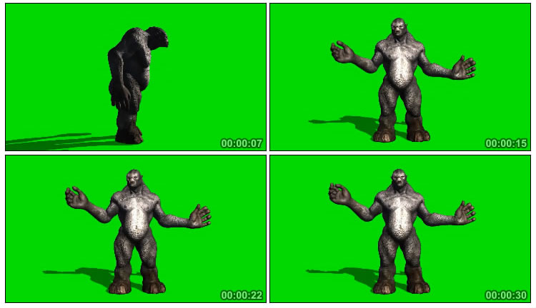 巨魔猩猩黑金刚摇头拒绝绿屏抠像视频素材