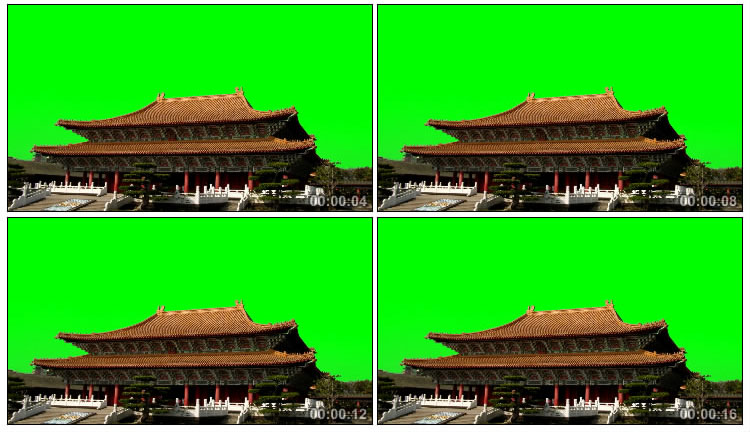 中式皇家宫殿大殿绿幕后期抠像视频素材