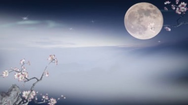 中国画山顶月亮梅花视频素材