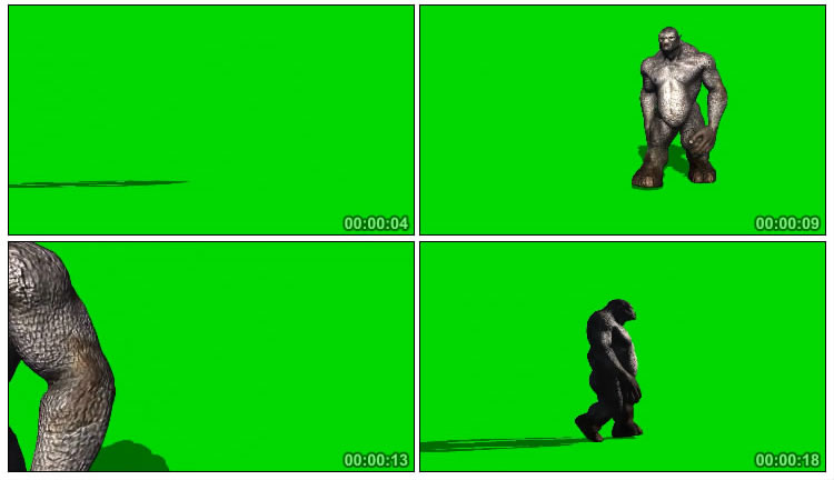 索尔洞穴巨人巨魔猩猩走路绿屏后期抠像视频素材