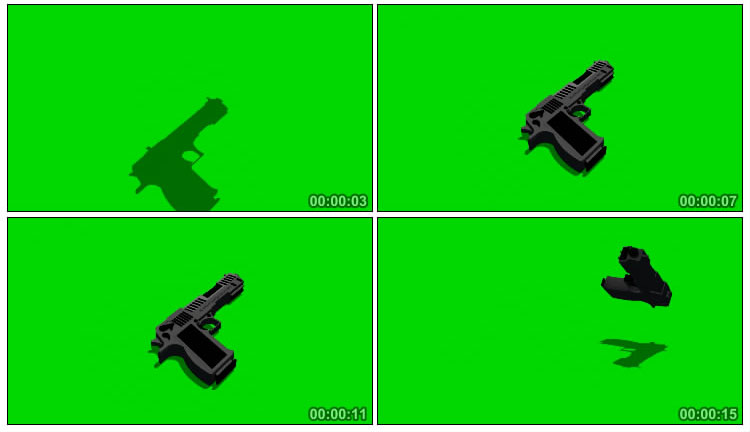 手枪掉落展示绿屏抠像视频素材