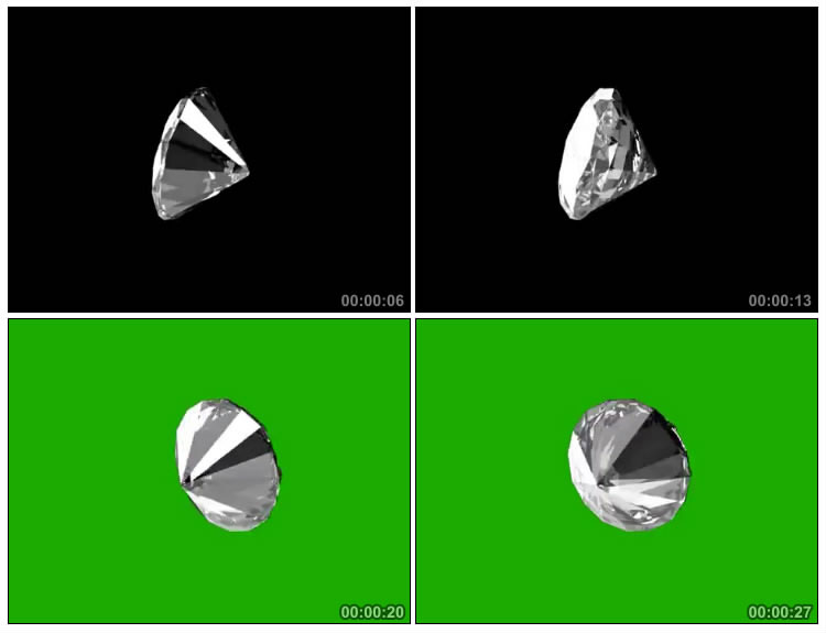 水晶钻石晶莹剔透宝石绿幕抠像视频素材